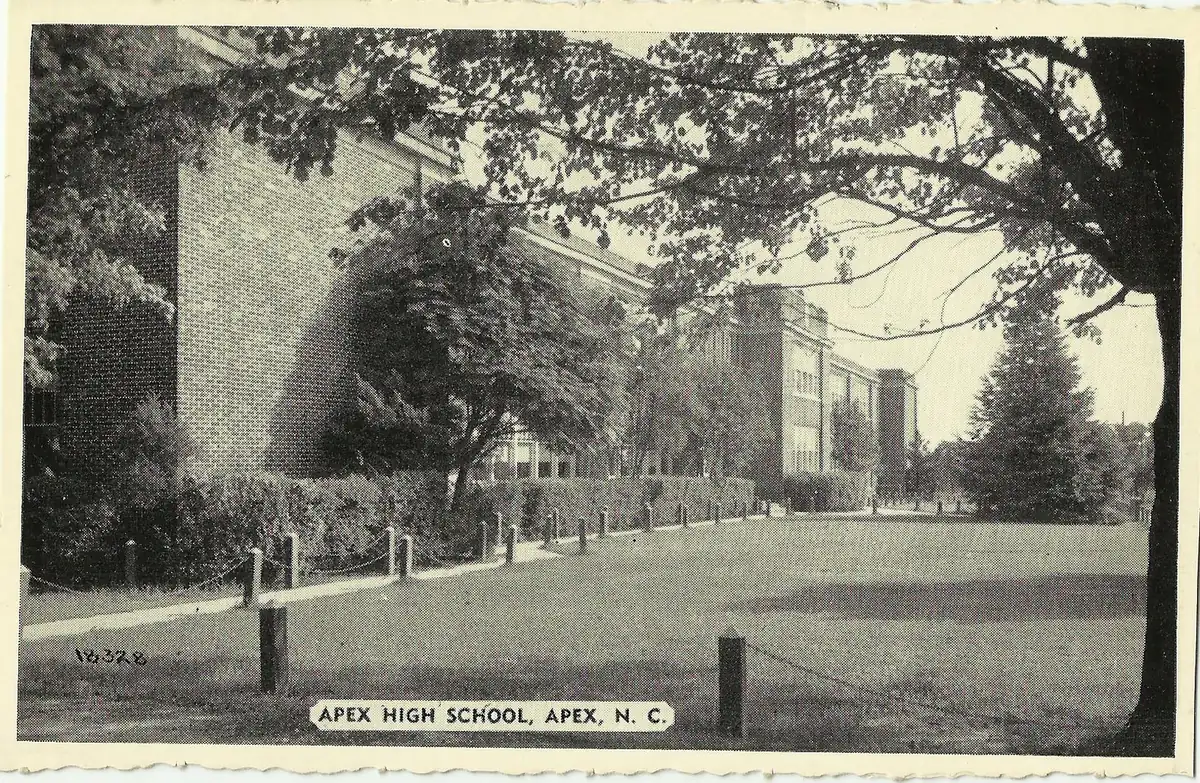 Apex High School's original campus in a vintage postcard from the State Archives of North Carolina.